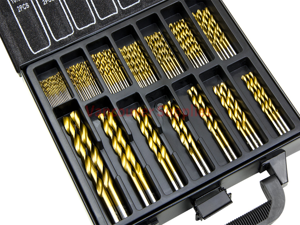 99pcs HSS Steel Titanium Coating Twist Drill Bits Metal Plastic